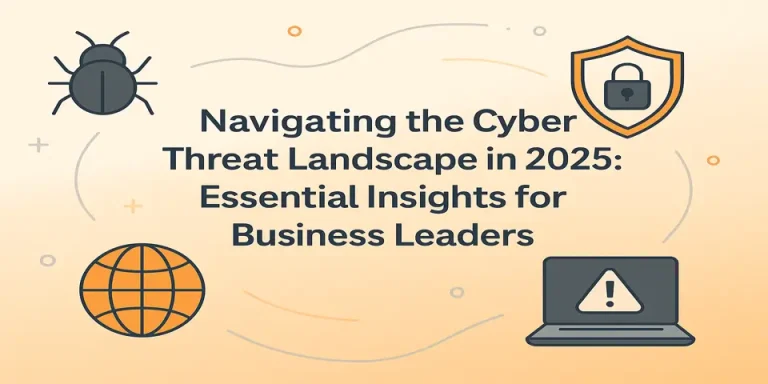 Cyber threat landscape title surrounded by security icons