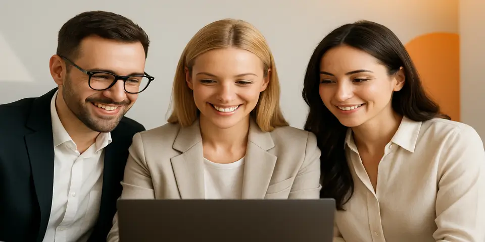 Two marketing professionals reviewing online shopping campaign metrics