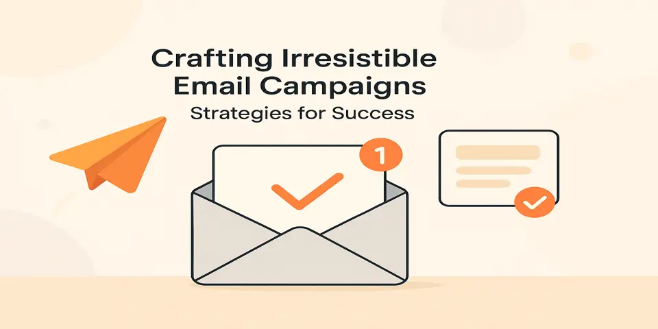 Flat graphic representing modern email campaign elements.