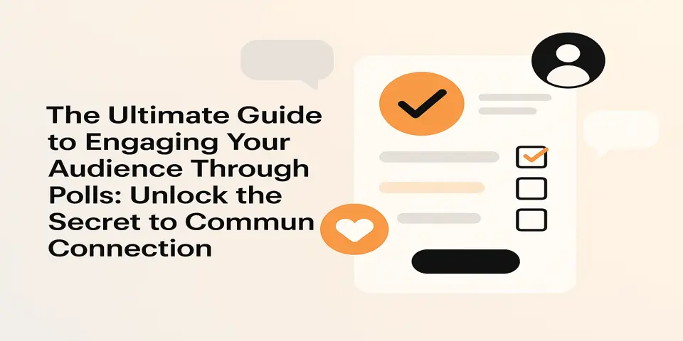 Centered blog title surrounded by icons representing polls and user engagement
