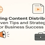 Promotional banner illustrating strategic content distribution themes