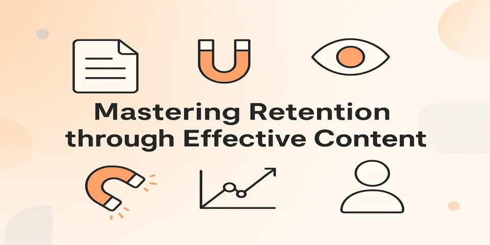 Visual representation of retention-focused content strategies with clean, minimal design.