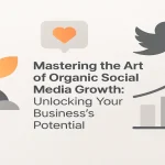 Centered title over abstract icons representing social media growth.
