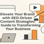 Title banner visual with icons representing SEO and digital content strategy for brand visibility.