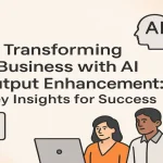 Title-focused AI output enhancement design with central text and surrounding icons