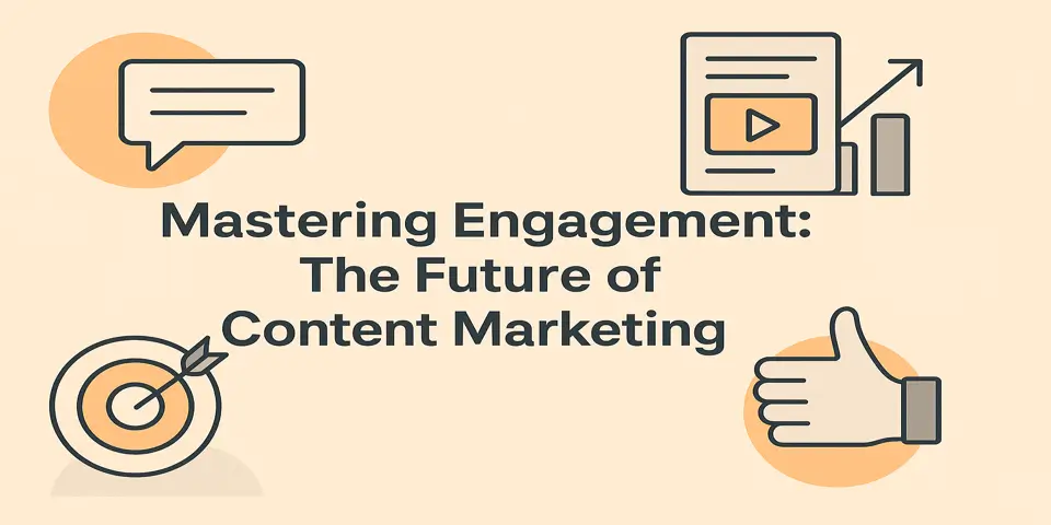Title banner with icons representing future-focused content marketing strategies.