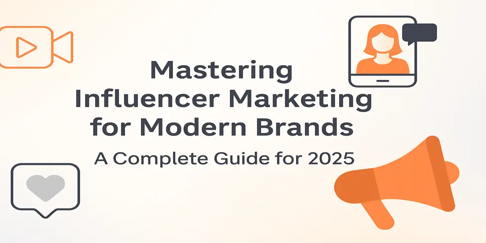 Header design featuring influencer marketing visuals with centered title.