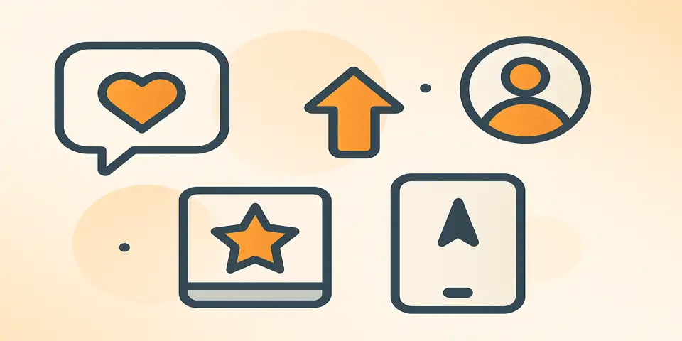  Icons and abstract shapes symbolizing modern B2B marketing strategies.