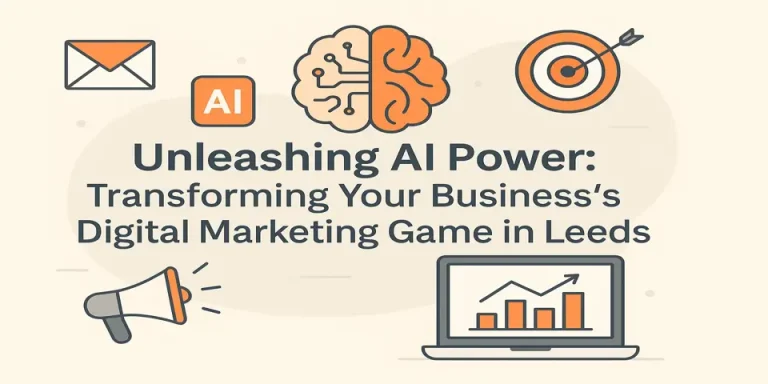 AI, marketing, and growth icons around blog title on beige gradient background.