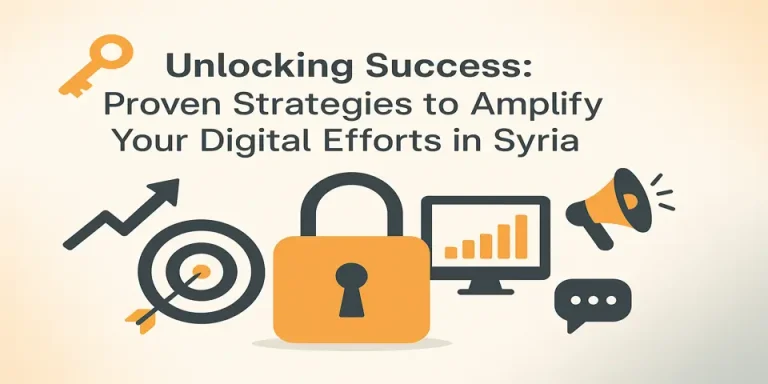 Key, arrow, and analytics visuals representing digital marketing in Syria