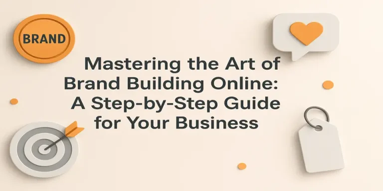 Centered blog title surrounded by branding icons like tags, hearts, and targets.