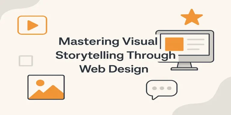 Laptop screen showcasing visual storytelling concepts in modern web design layout.
