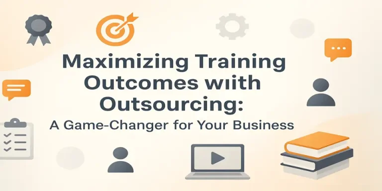 Training outcomes with outsourcing highlighted in a central featured image