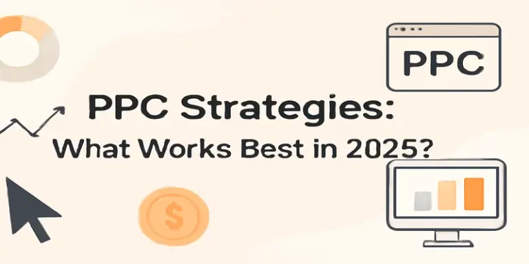 Effective PPC strategies for 2025 represented with icons like target, graph, and laptop.