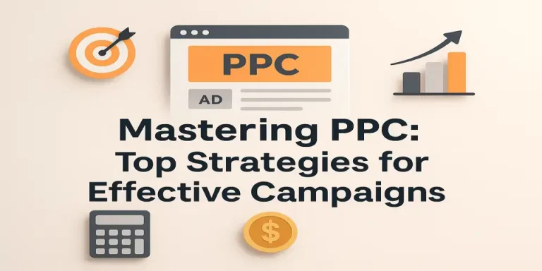 PPC strategies title image with campaign icons and charts