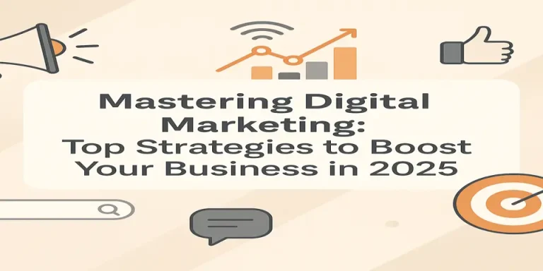 Mastering digital marketing strategies to enhance business growth in 2025 with relevant icons.