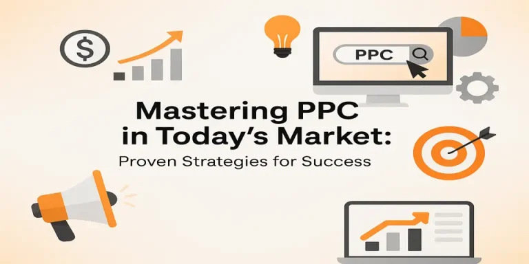 Central title display with digital icons representing modern PPC campaigns.