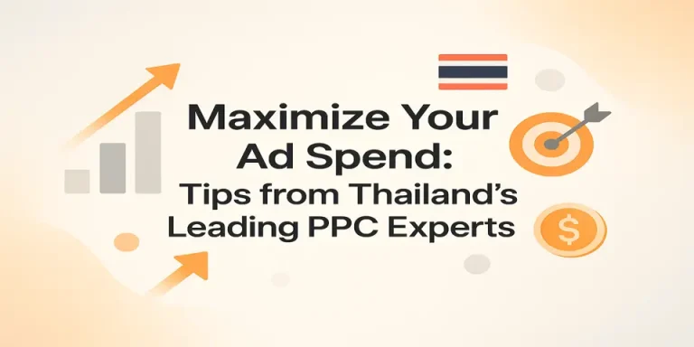 Blog title centered with Thai flag, charts, target, and growth icons to maximize your ad spend