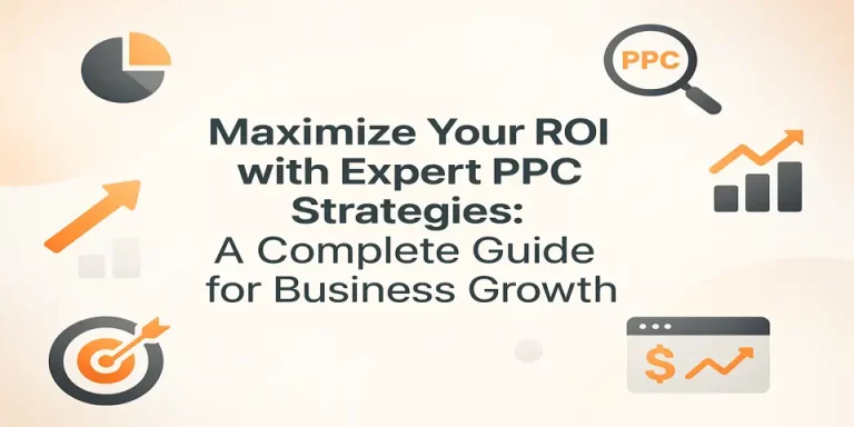 Blog title centered with PPC icons, growth charts, and marketing visuals for expert ppc strategies