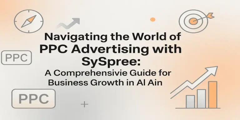 PPC Advertising title visual with marketing icons and growth chart