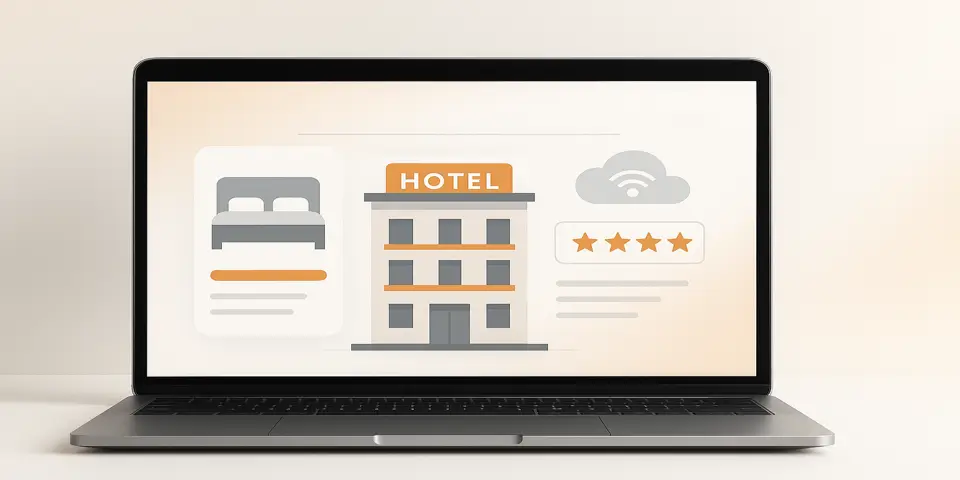 Laptop showing analytics for digital hospitality guest services